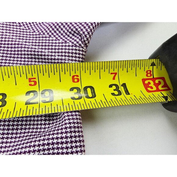 Stafford Big Size 19 36-37 Burgundy White Houndstooth Wrinkle Free Oxford Shirt - Picture 2 of 7